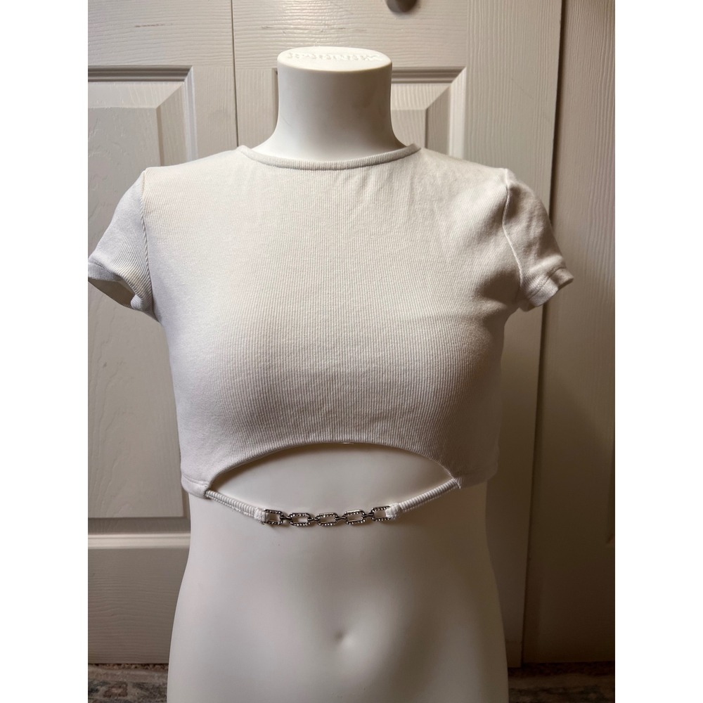 Princess Polly Y2K McBling Crop Top White Size 4